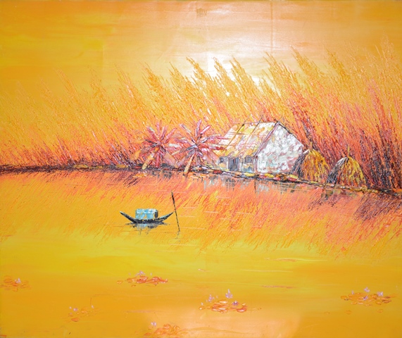 Tranh Sơn Dầu Thuyền Đợi